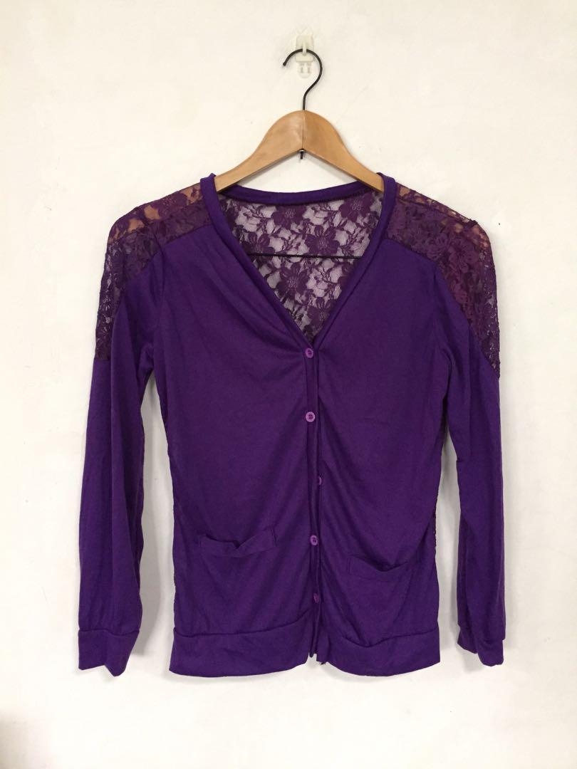 purple lace cardigan
