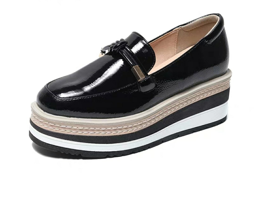 Brand New Black Patent Platform Loafers, Women's Fashion, Footwear ...