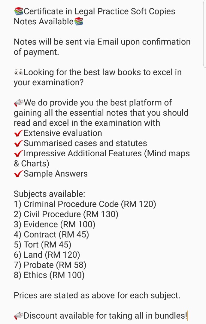 Clp Law Certificate In Legal Practice Soft Copy Notes Textbooks On Carousell