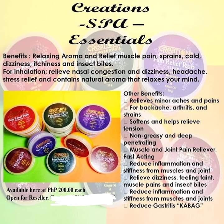 Creations Spa Pain Relief Rub Health Beauty Perfumes Nail Care Others On Carousell