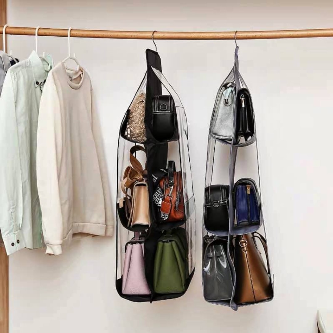 Hanging Handbag Organizer Dust-Proof Storage Holder Bag With 6 Larger Pockets, Women's Fashion, Bags & Wallets, Others on Carousell