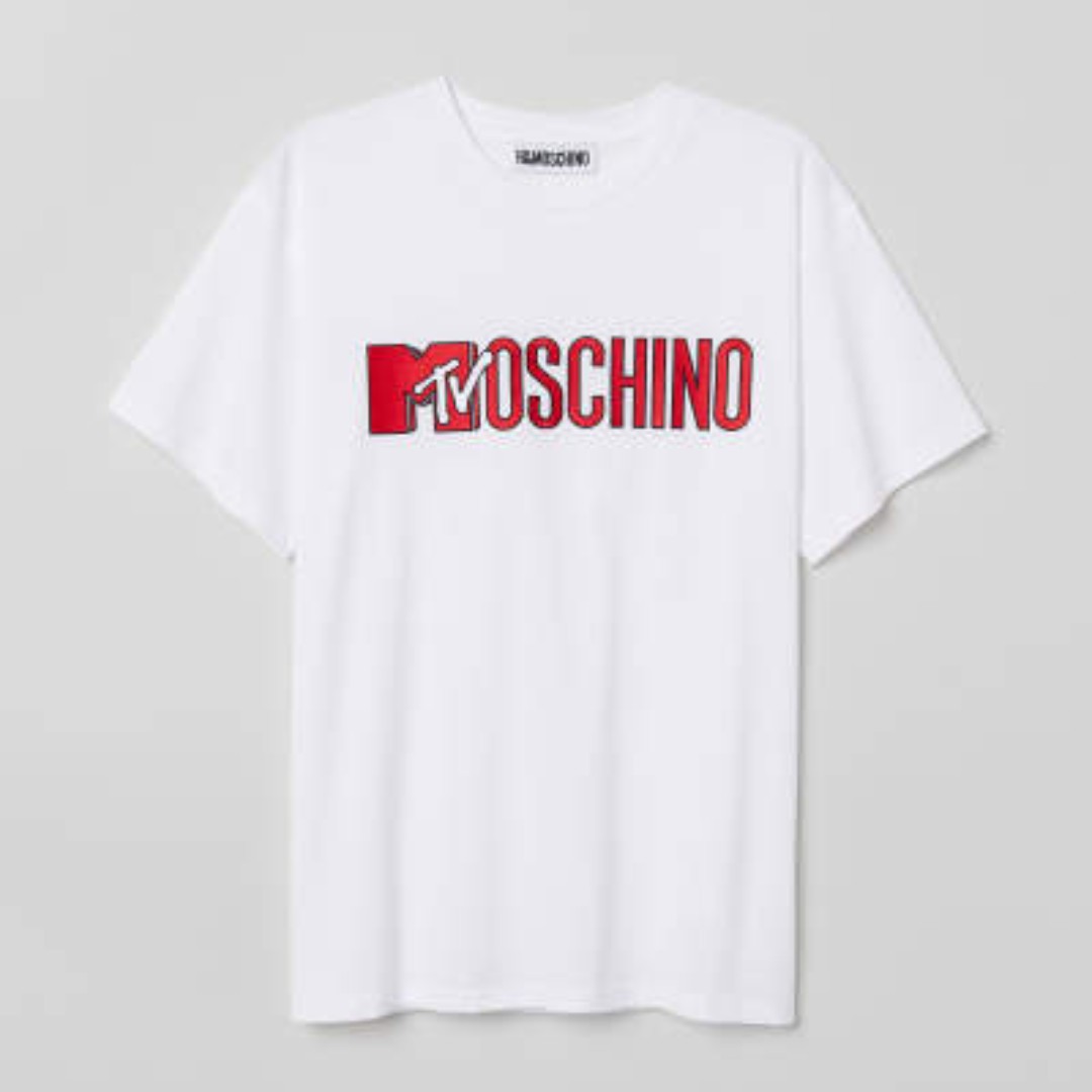 H M x Moschino MTV T Shirt With Embroidery White