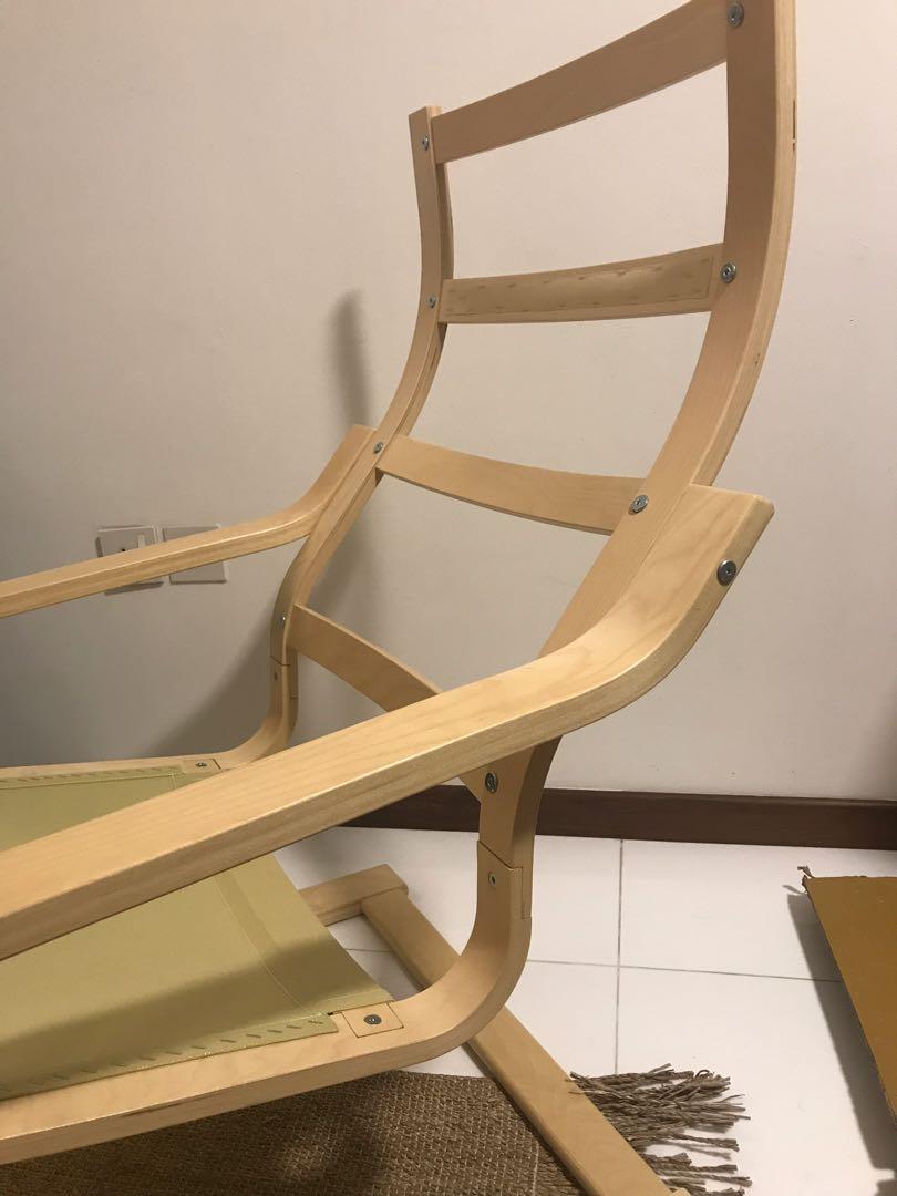 Ikea poang chair + footrest, Furniture & Home Living, Furniture, Chairs