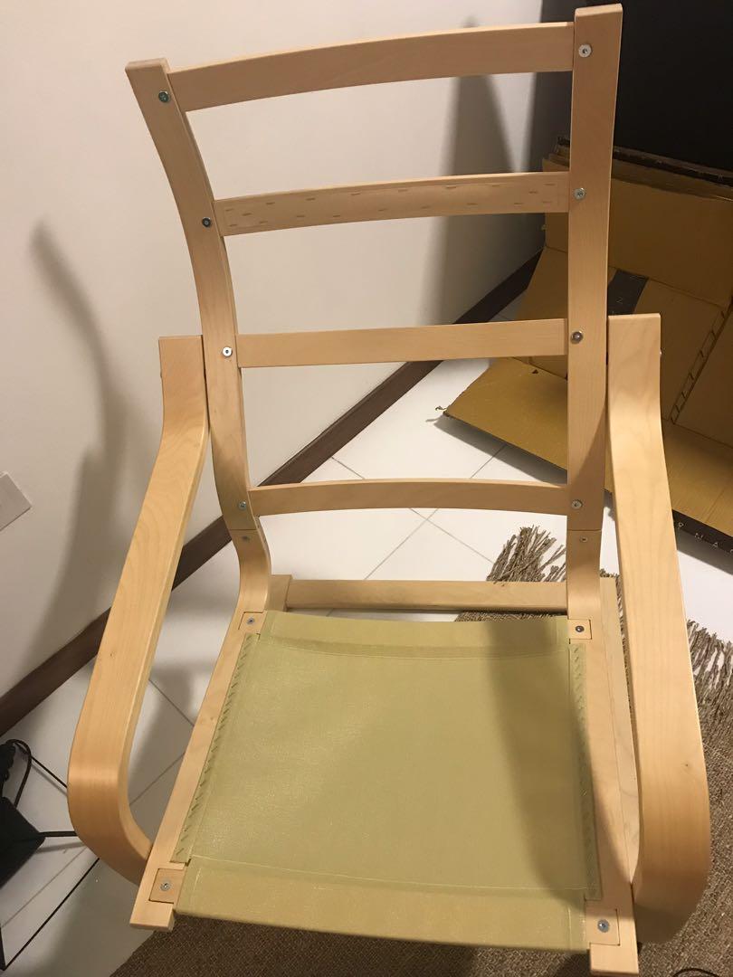 Ikea poang chair + footrest, Furniture & Home Living, Furniture, Chairs