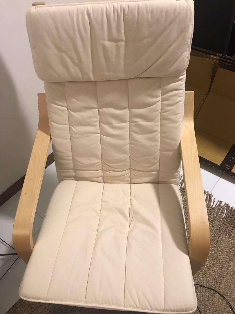 Ikea poang chair + footrest, Furniture & Home Living, Furniture, Chairs