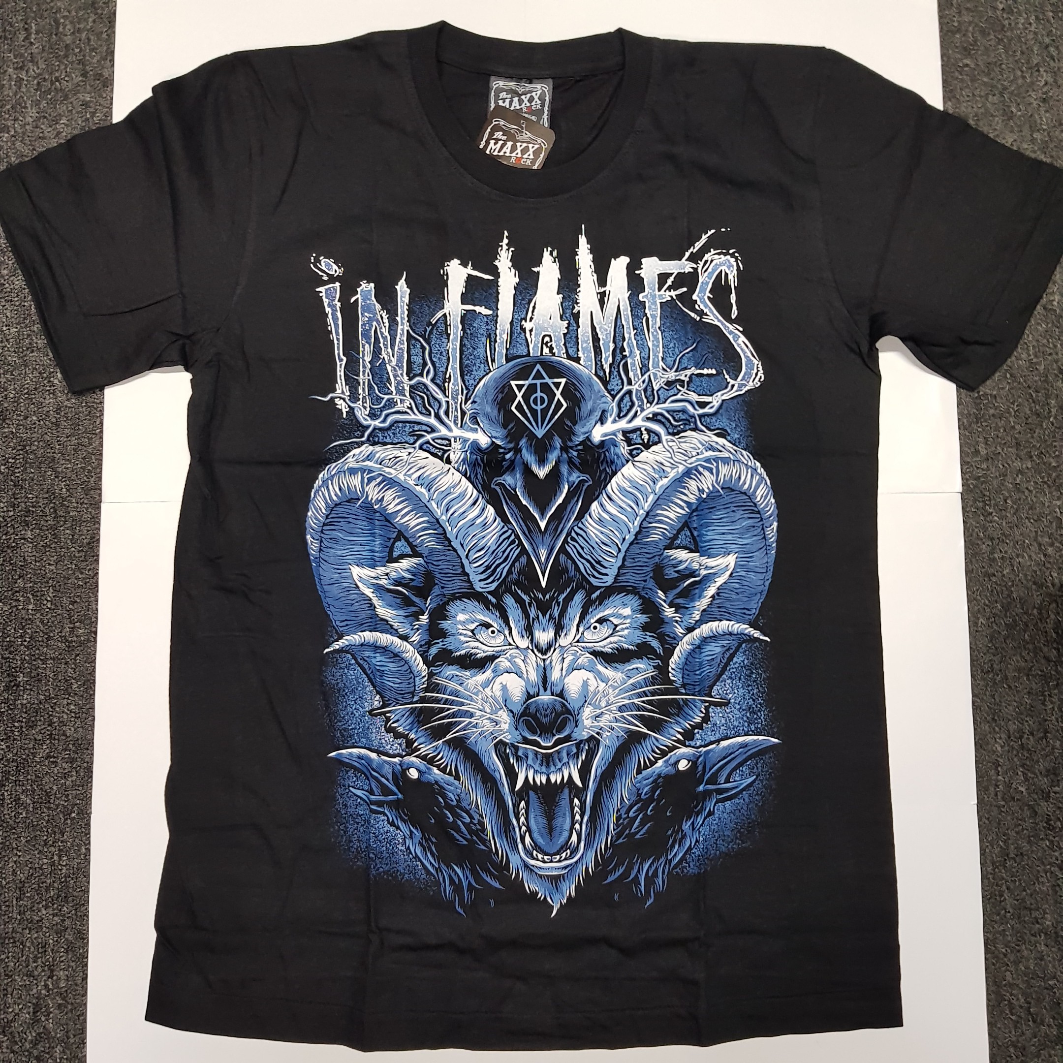 In Flames - Blue Wolf Horns T-shirt Band Merch (M), Hobbies & Toys ...
