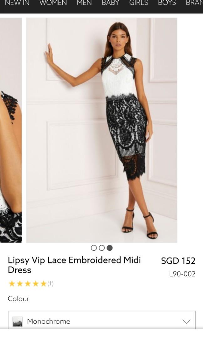 lipsy vip mono lace embroidered midi dress