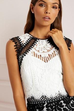 lipsy vip mono lace embroidered midi dress