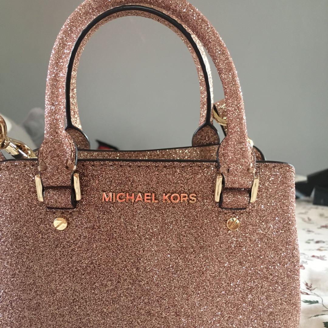 Michael Kors Bronze Brown Shiny MK Chain Crossbody Shoulder Bag Purse Used  | eBay