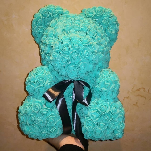 tiffany blue rose teddy bear
