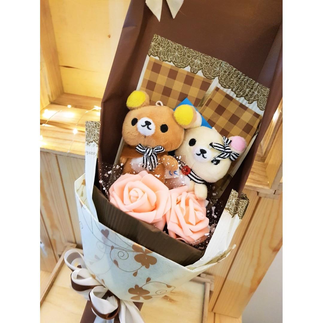 Rilakkuma Couple Doll With Soap Roses Bouquet, Everything Else, Others ...