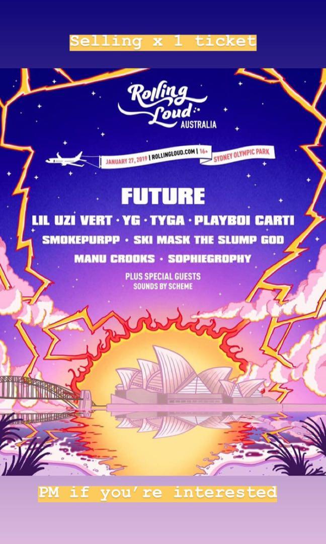 SELLING 1x ROLLING LOUD TICKET, Tickets & Vouchers, Concerts on Carousell