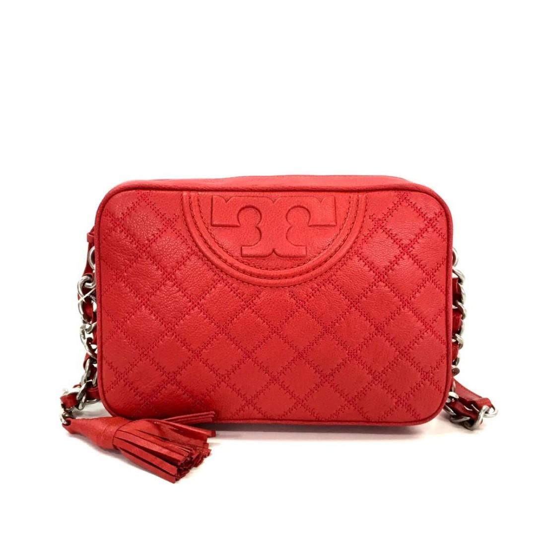 Tory Burch Fleming Distressed Camera Bag Barang Mewah Tas