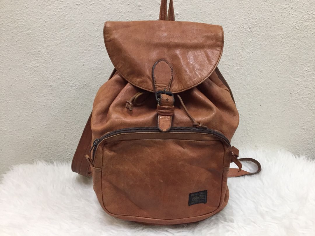 Vintage PORTER Leather Backpack Brown Men s Fashion Bags