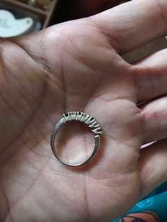 14k half eternity ring with colored diamonds