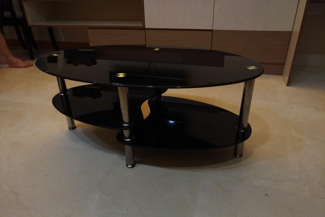 3 Tier Black Glass Coffee Table Furniture Tables Chairs On Carousell Glass top for table coffee table used in excellent condition rectangular shape glass top coffee table set in a deep cherry brown frame. carousell