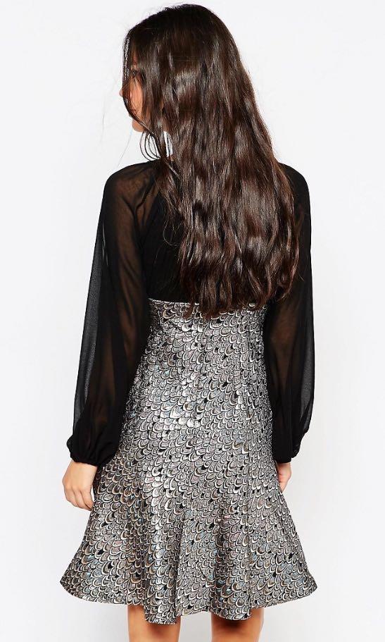 ASOS Traffic People Peacock Jacquard Encore Dress