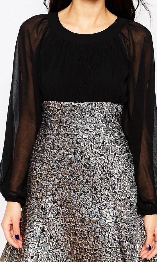 ASOS Traffic People Peacock Jacquard Encore Dress