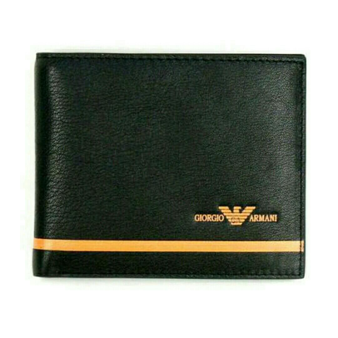 June 2020 stock Last piece Giorgio Armani brand new genuine yellow eagle black leather men s wallet