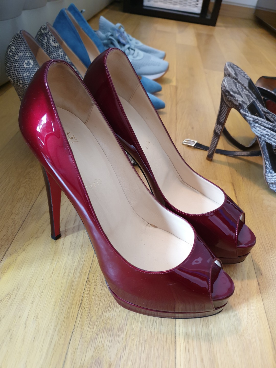 burgundy louboutin heels