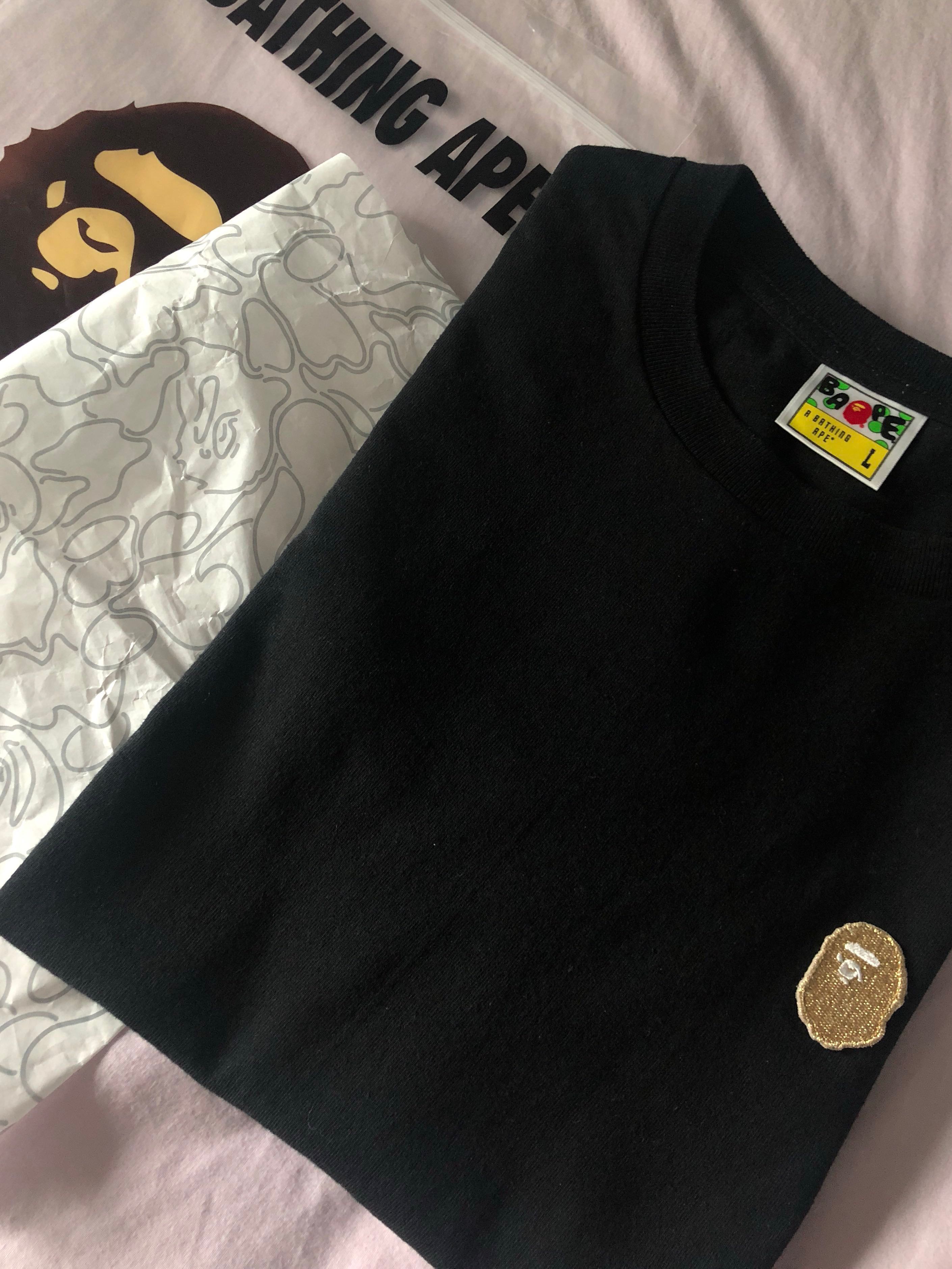 black and gold bape shirt