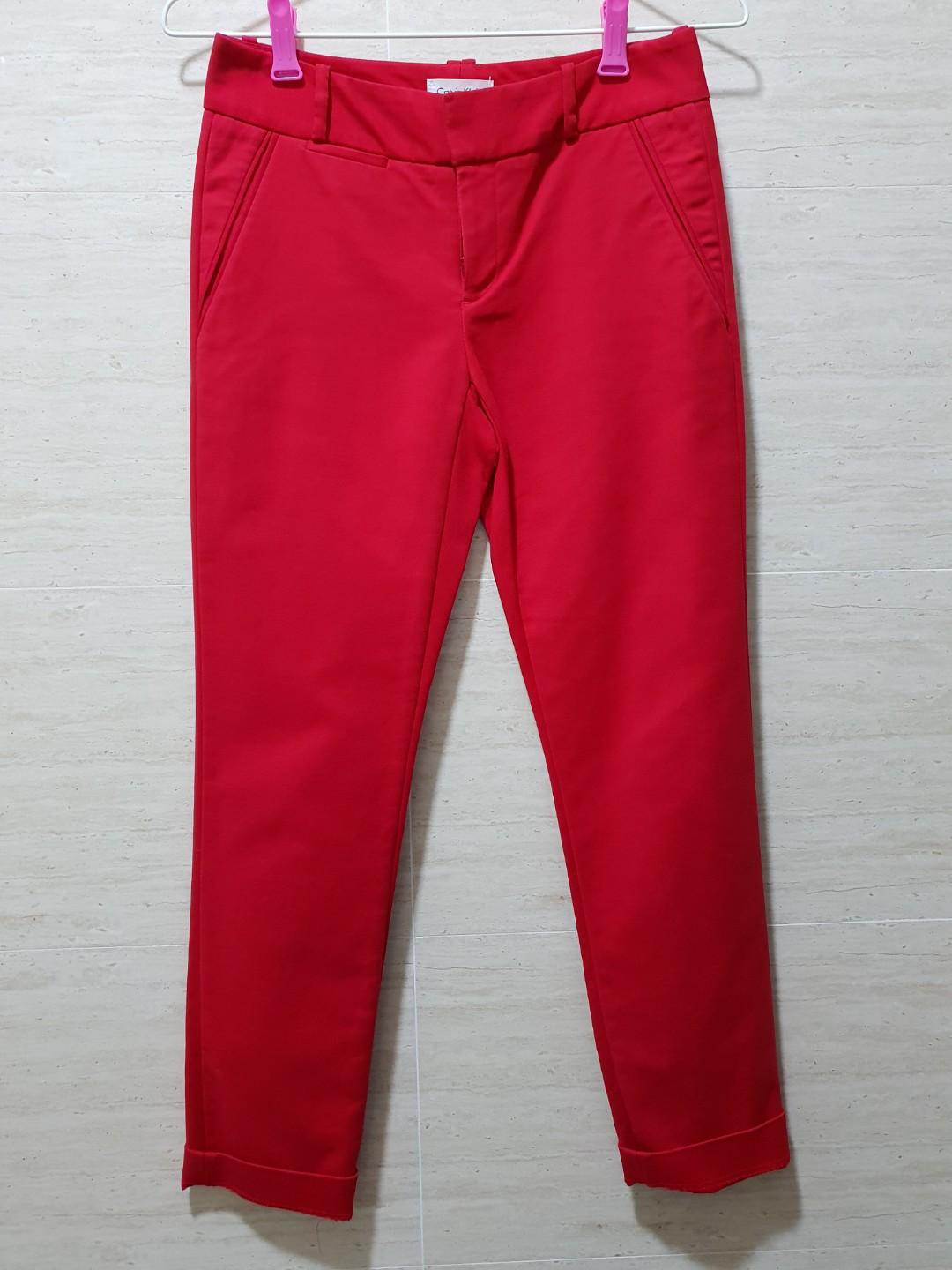 red calvin klein pants