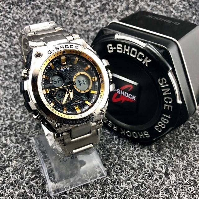 Casio G Shock Jam Tangan Lelaki Silver Gold Stainless Steel Men S Fashion Watches On Carousell