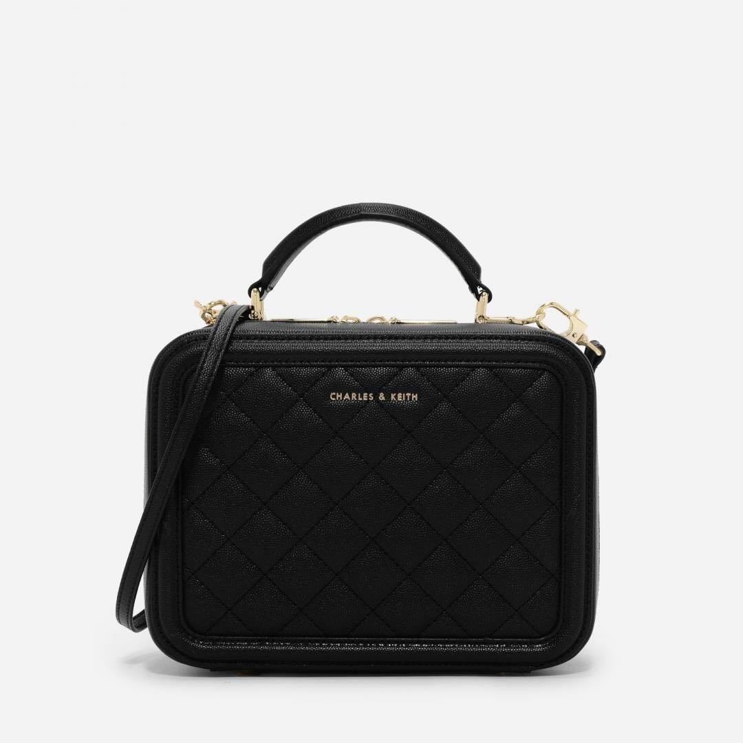 Charles and Keith Quilted Box Bag in Black