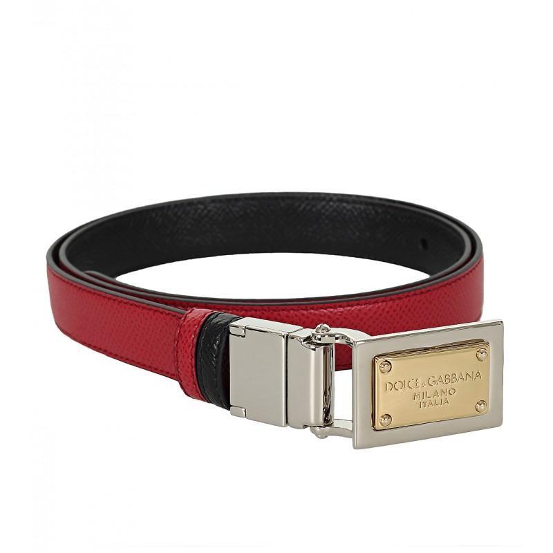 Dolce Gabbana D&G leather reversible belt black red authentic branded  #cny888, Luxury, Accessories on Carousell