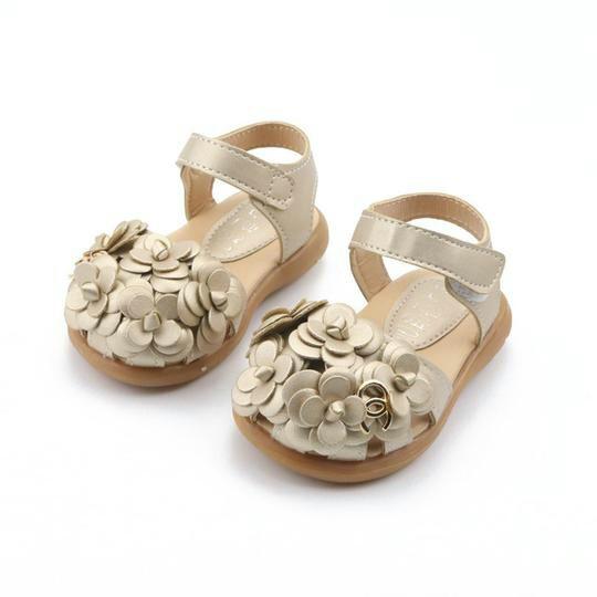 Gold Leather Flower Girl Shoes With 