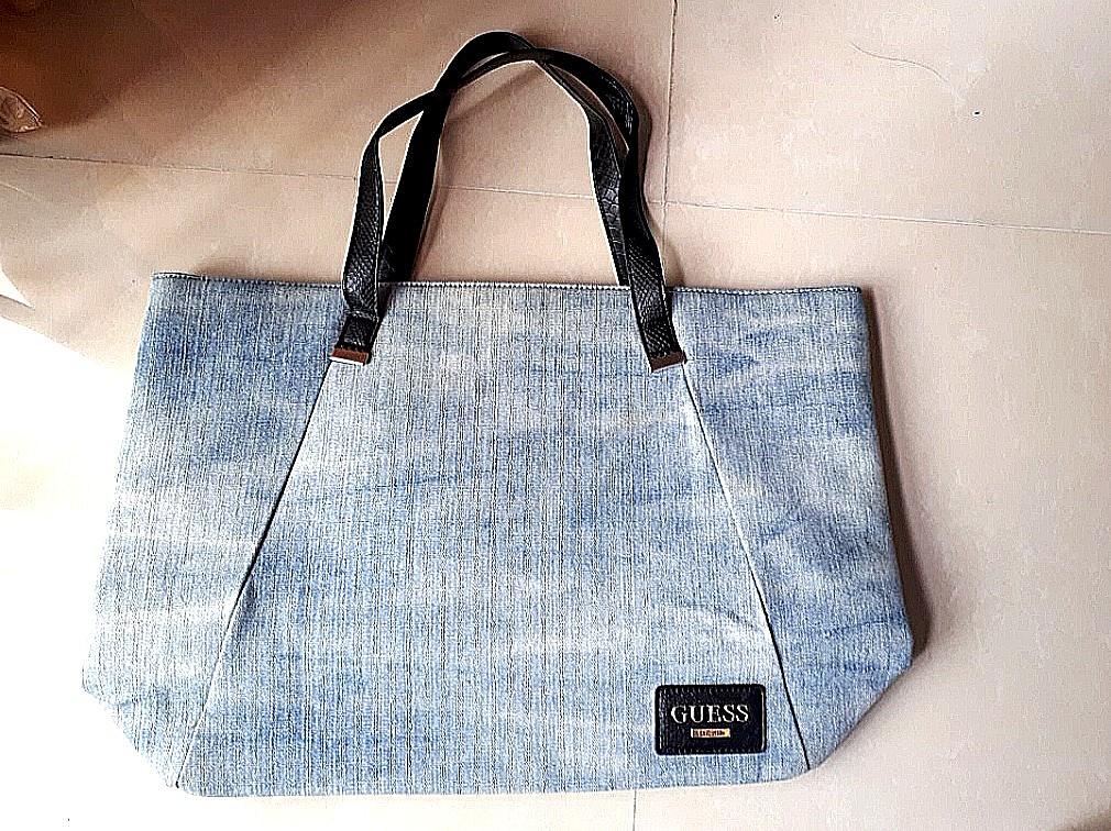 guess denim tote bag