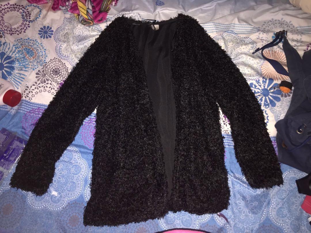 black fleece cardigan
