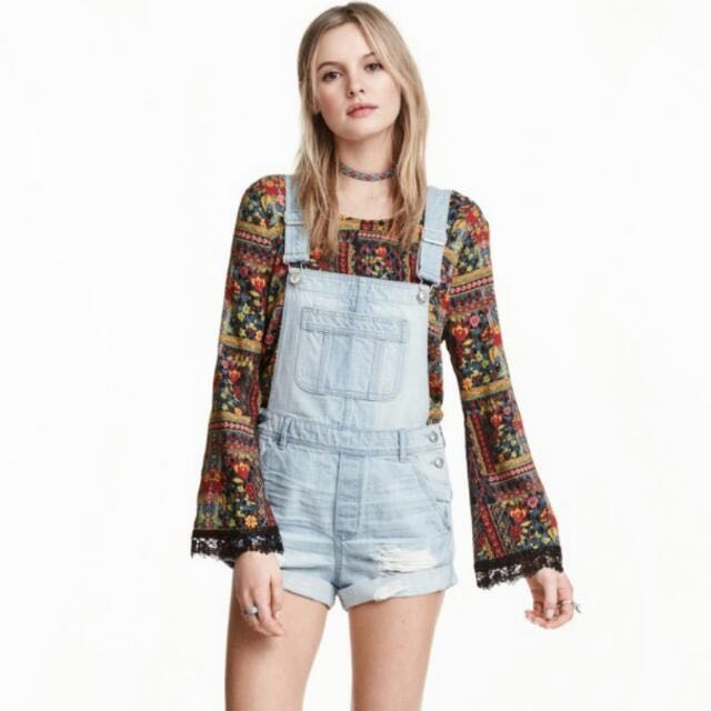 H M Coachella 16 Denim Dungarees Overalls Women S Fashion Bottoms Other Bottoms On Carousell