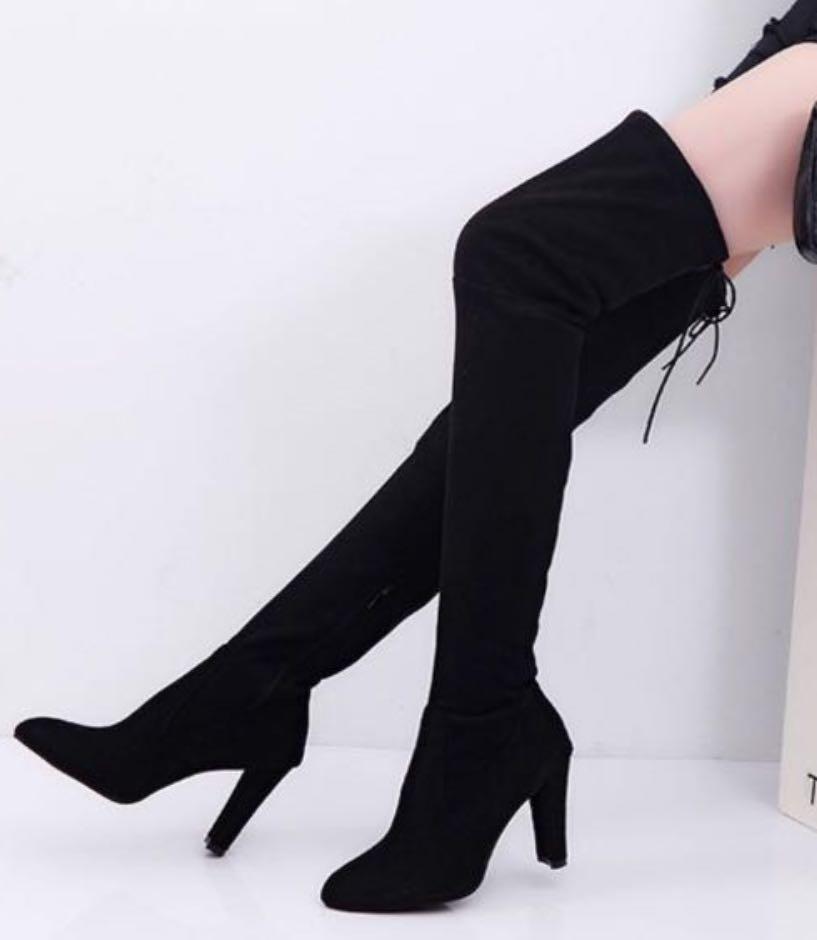 knee length leather boots
