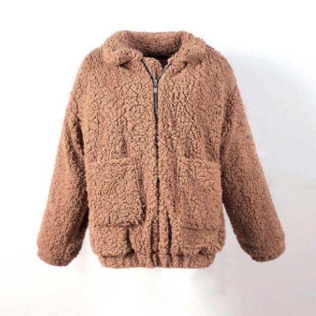 INSTOCK ulzzang teddy bear fur jacket Women s Fashion Coats Jackets and Outerwear on Carousell