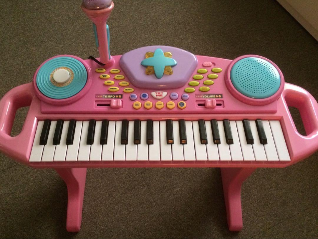 Kids Pink Piano Electric Battery with speaker stand not ikea