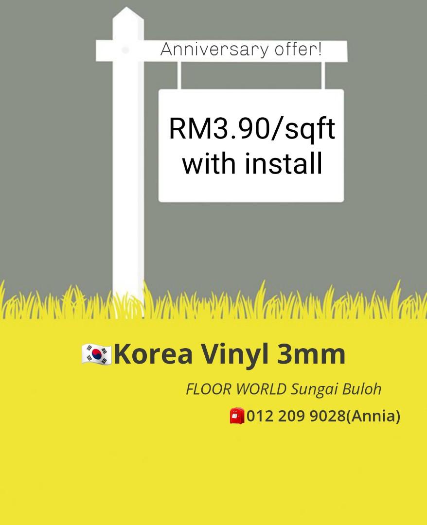 Korea Vinyl Tile 3mm Rm3 90 With Install Home Furniture Others On Carousell