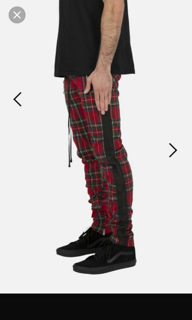 Red plaid new arrivals track pants mens