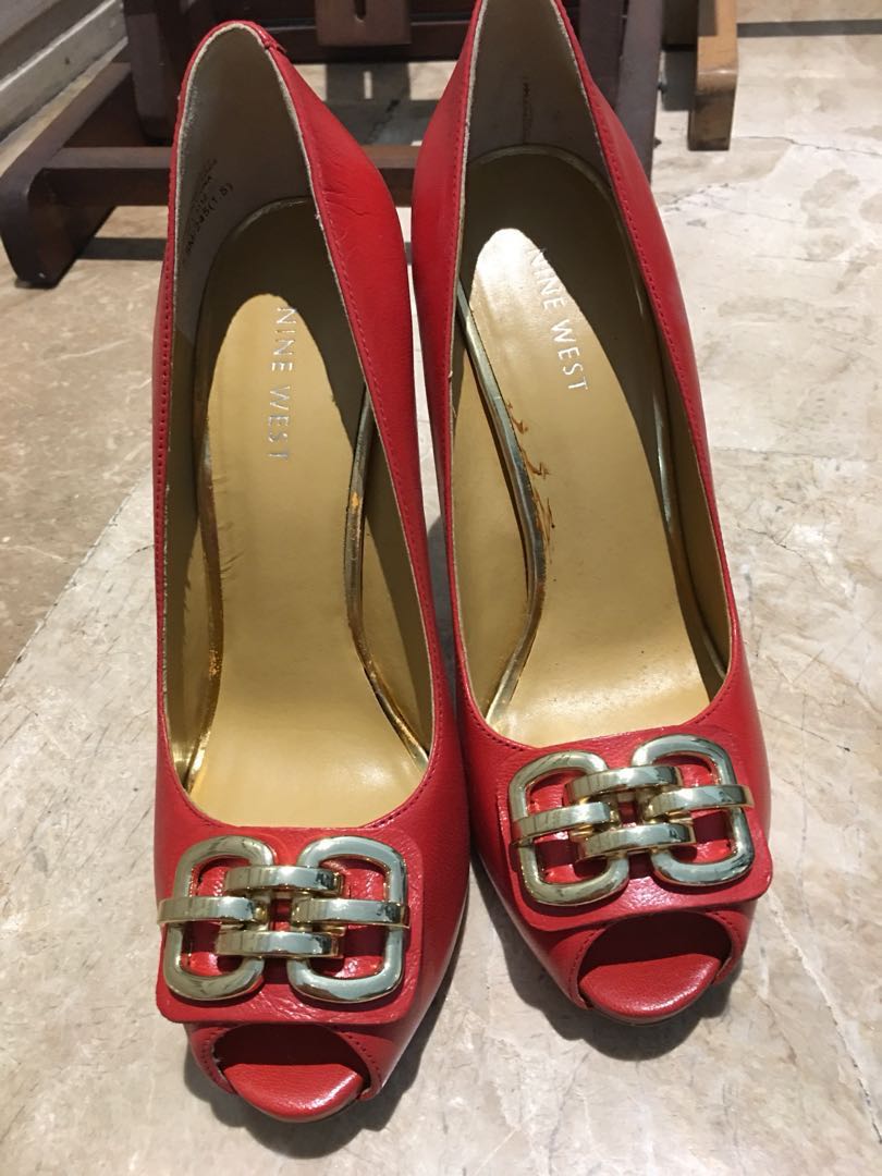 nine west red high heels