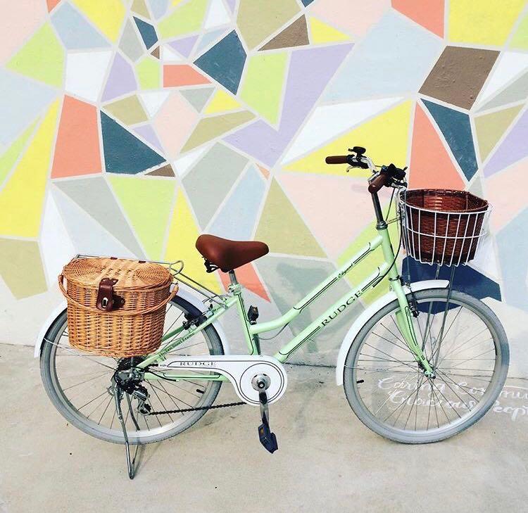 mint bike with basket