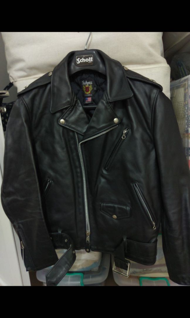 Schott 613RD 男裝黑色Leather jacket 牛仔皮皮褸40碼90%新購自日本