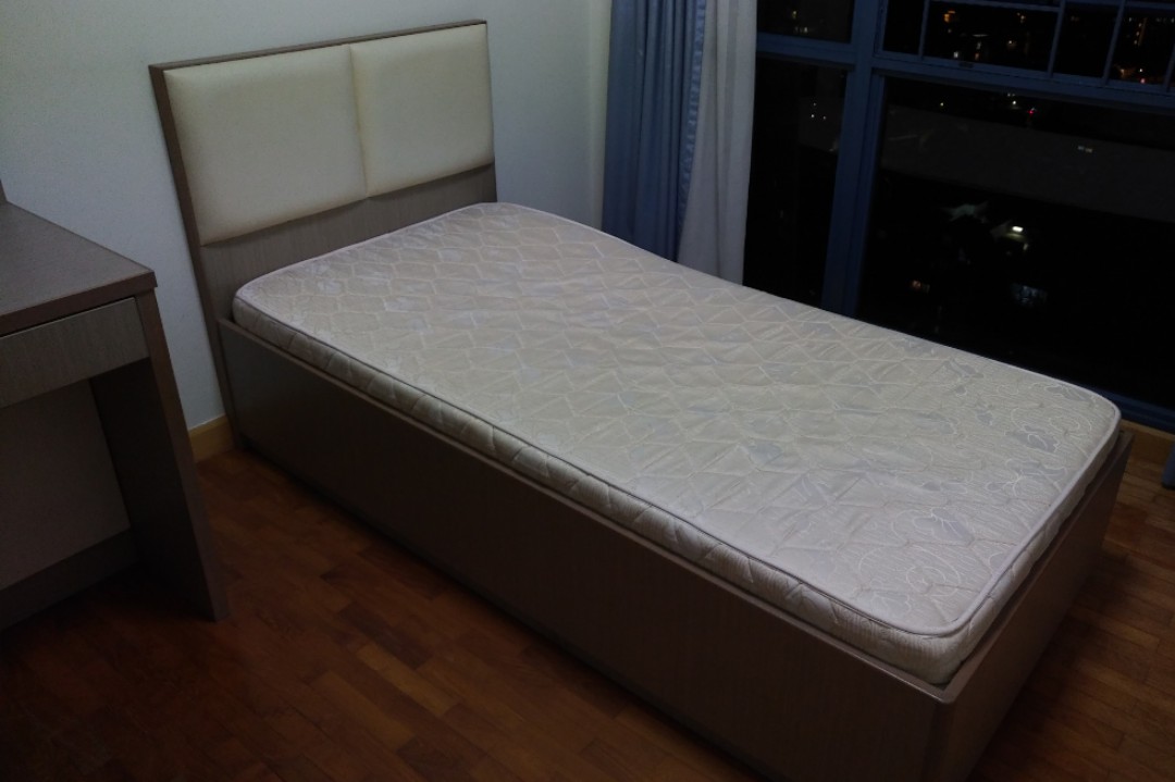 Single Wooden Bed Frame With 2 Bottom Storage Drawers Furniture Photo