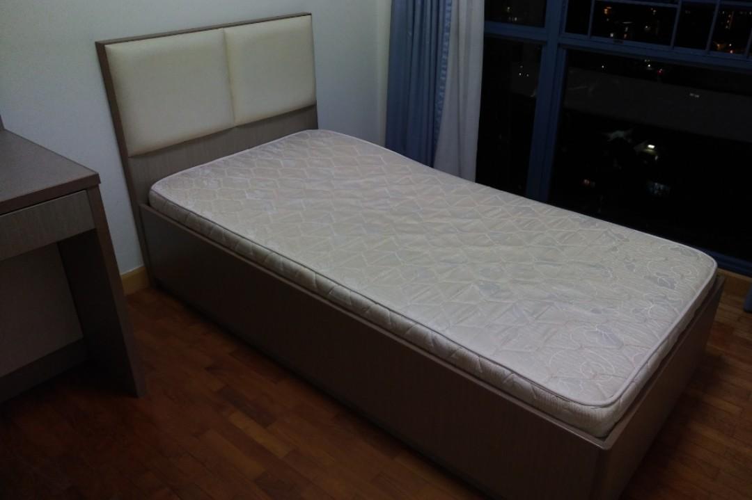 Single Wooden Bed Frame With 2 Bottom Storage Drawers Furniture
