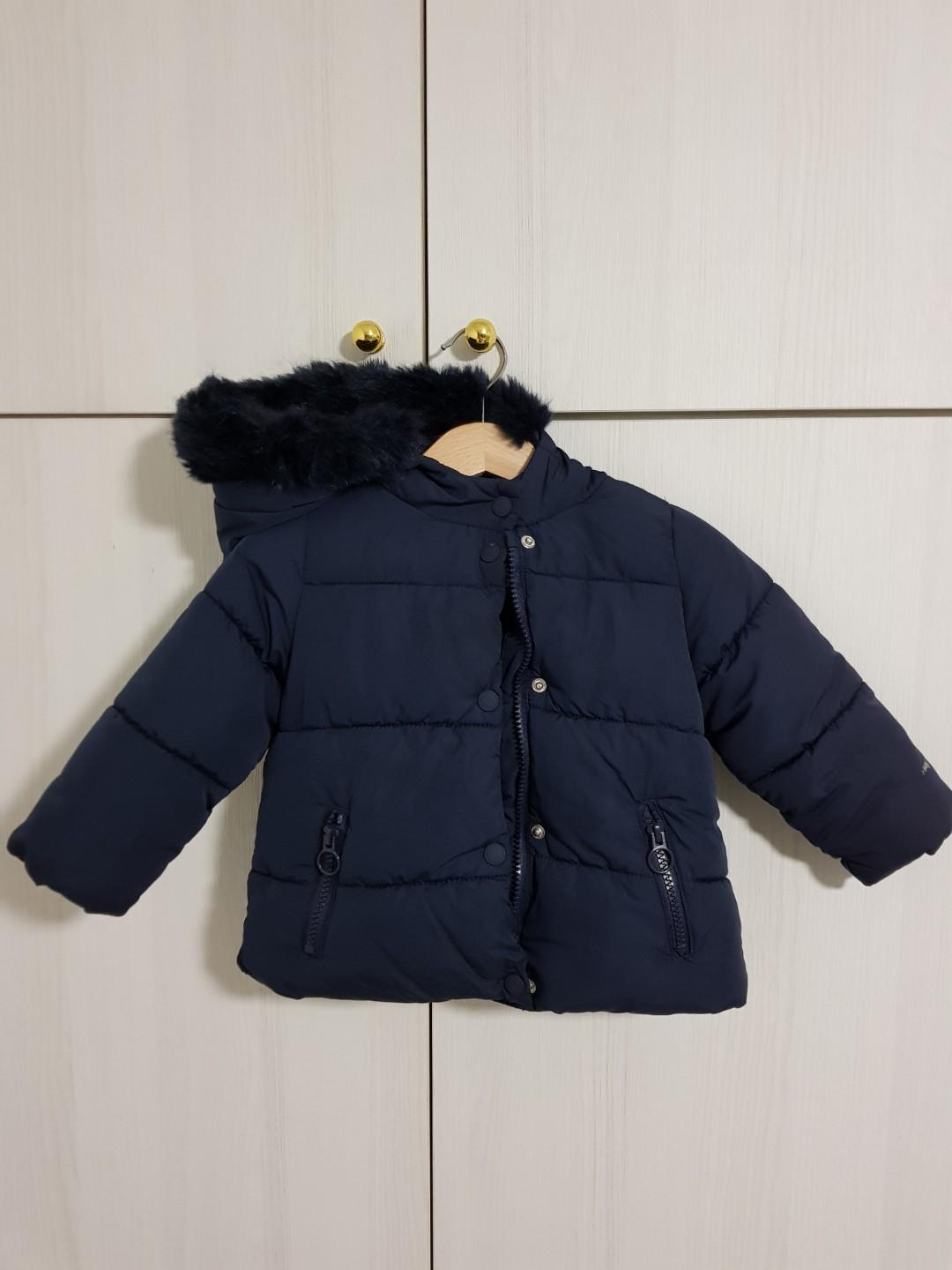 Zara Navy Blue Baby Girl Winter Jacket 