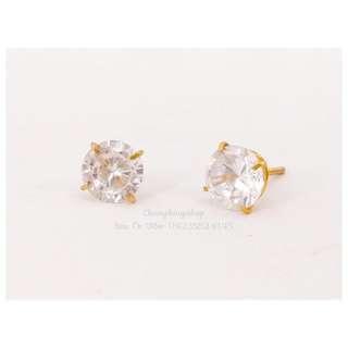 Authentic 10k Chinese Gold Filled Stud Diamond Earrings