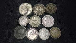 真品銀幣10枚，古銀幣，銀幣，錢幣，收藏錢幣，紀念幣，幣~真品古銀幣10枚(銀幣保真，如假可退換)