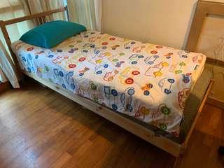 IKEA kids bed frame and two mattresses