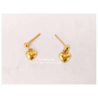 Authentic 10k Chinese Gold Filled Heart Drop Earrings