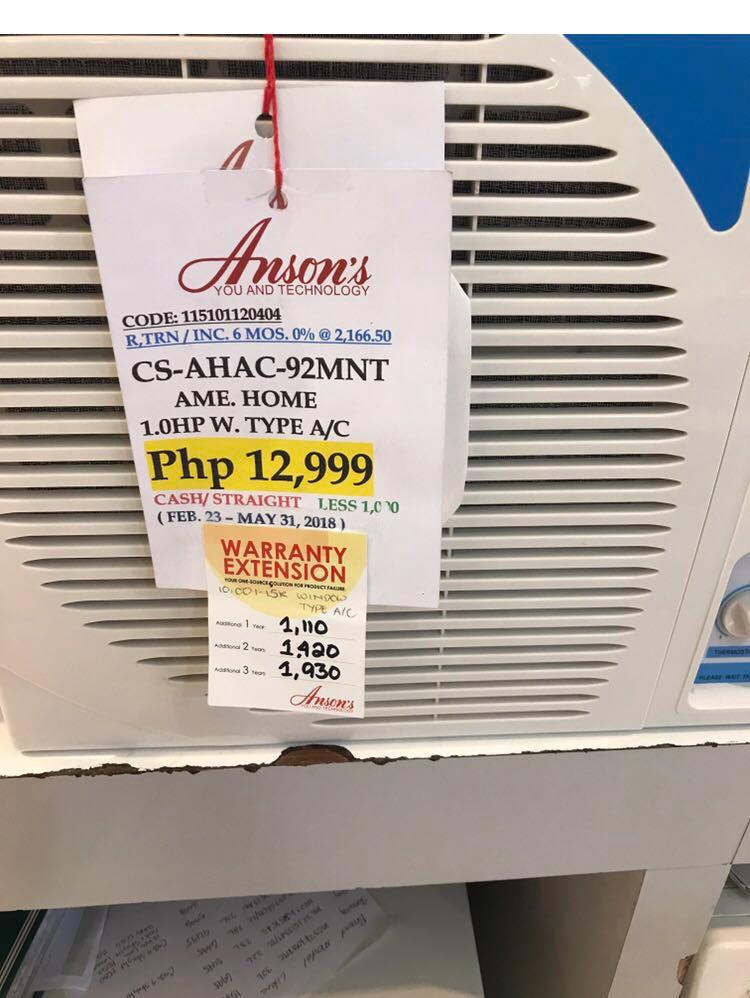 1Hp window type Aircon, Furniture & Home Living, Office Furniture