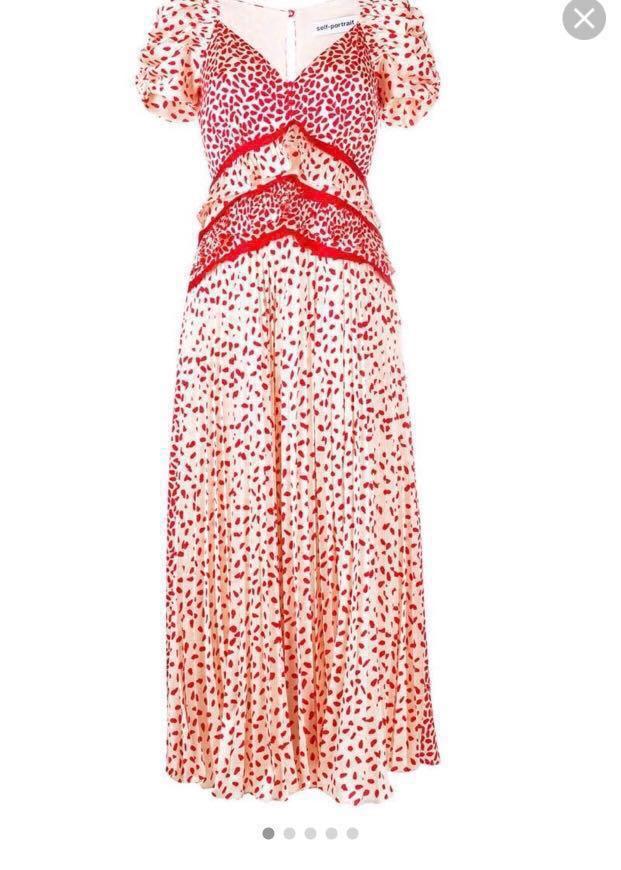 self portrait red pleated dress